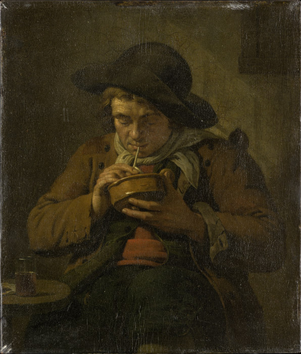 Peasant Lighting his Pipe van Jan Ekels d. J.
