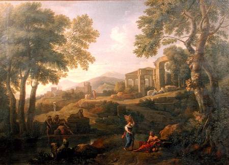 Classical landscape with figures and ruins van Jan Frans van Bloemen