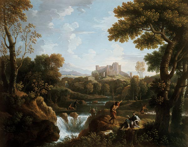 Arcadian landscape with shepherds van Jan Frans van Bloemen