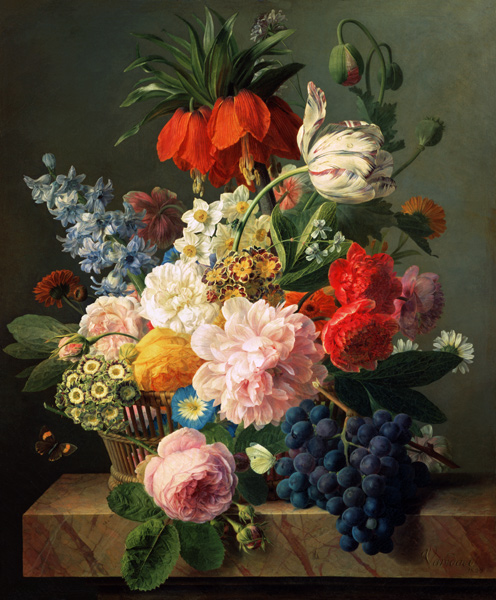 Bloemen en vruchten  -   van Jan Frans van Dael
