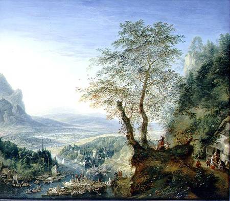 A capriccio river landscape van Jan Griffier d.Ä.
