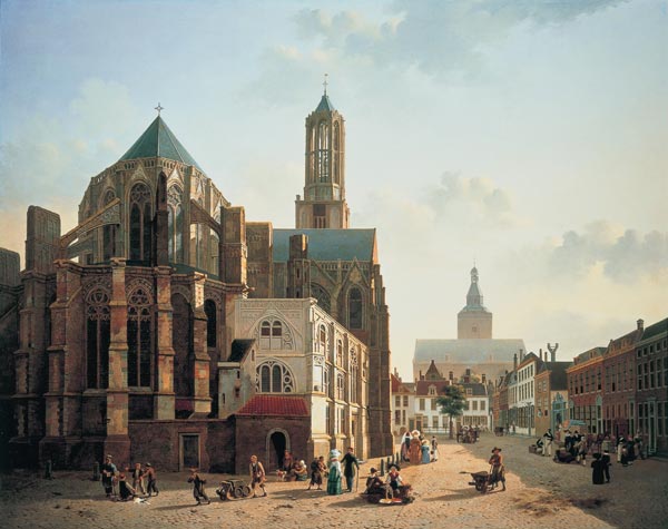 Gezicht op de Utrechtse kathedraal  van Jan Hendrik Verheyen