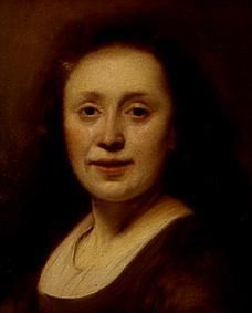 Brustbild einer jungen Frau mit offenem Haar van Jan Lievens