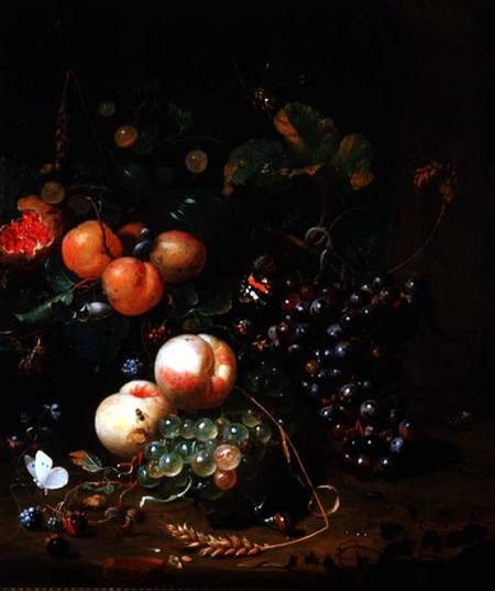 Still Life with Fruit and Flowers van Jan Mortel