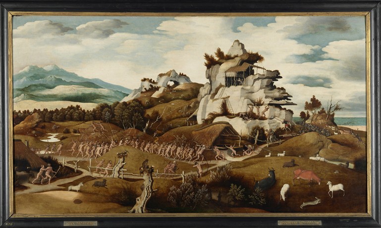 Landscape with an Episode from the Conquest of America van Jan Mostaert