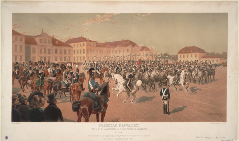 Grand Duke Constantine Pavlovich of Russia at the Cavalry Review on the Saxon Square in Warsaw, 1824 van Jan Rosen
