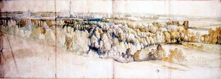 View of Arnhem from the east (pencil and w/c) van Jan Siberechts