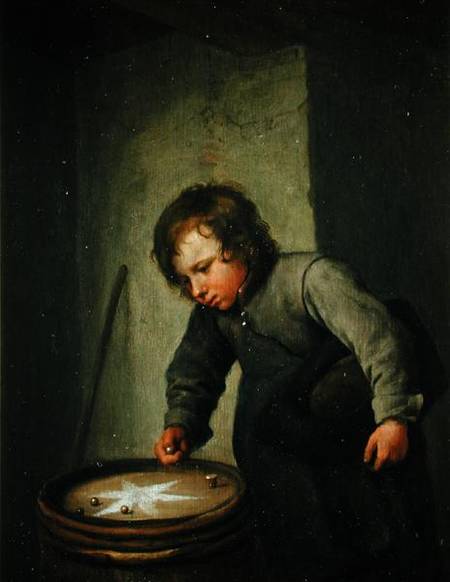 Boy Playing with Marbles van Jan Havickszoon Steen