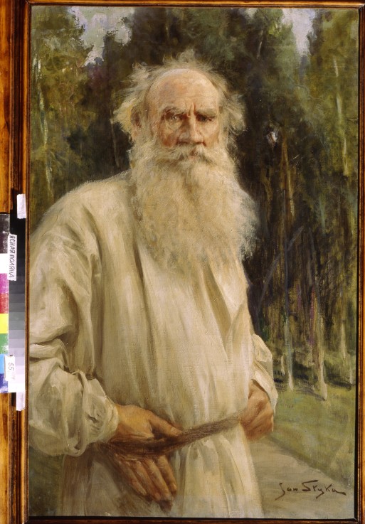 Portrait of the author Leo N. Tolstoy (1828-1910) van Jan Styka