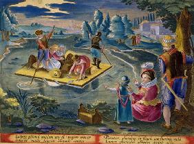 Fishing on a Lake at Night, plate 101 from 'Venationes Ferarum, Avium, Piscium' (Of Hunting: Wild Be