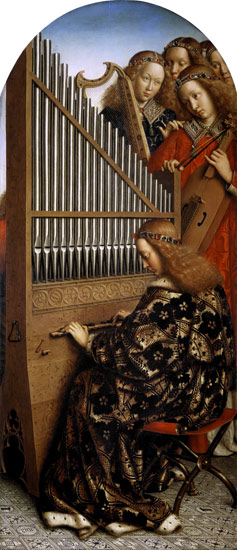 Genter Altar - Musizierenden Engel van Jan van Eyck