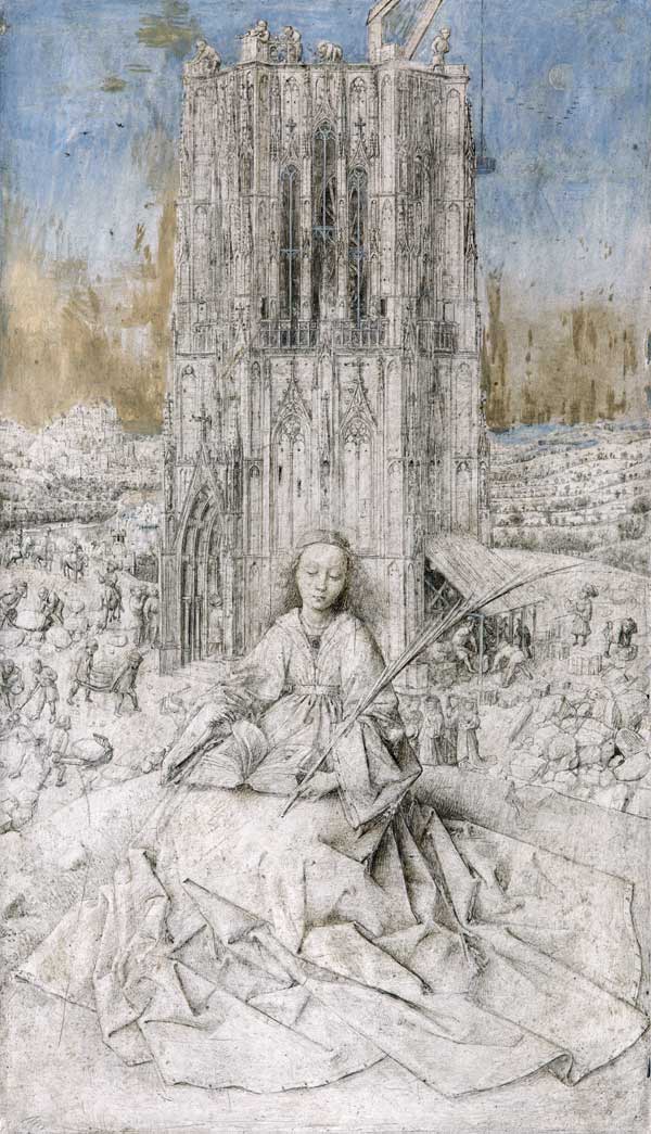 St. Barbara, 1437 (grisaille) van Jan van Eyck
