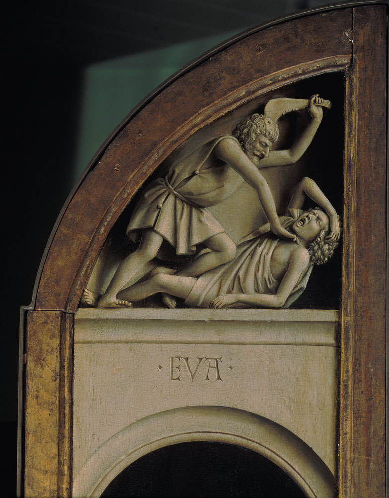 Cain kills Abel , Ghent Altarpiece van Jan van Eyck