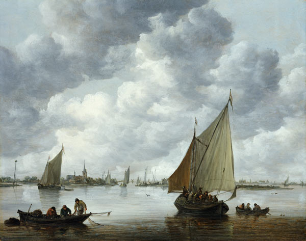 Fishingboat in an Estuary van Jan van Goyen