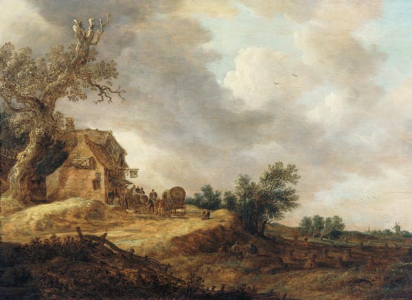 Landscape with Figures Outside an Inn van Jan van Goyen