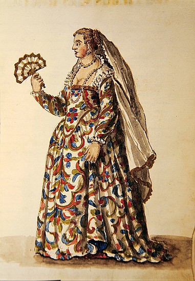 A gentlewoman in evening dress, the wife of a dignitary van Jan van Grevenbroeck