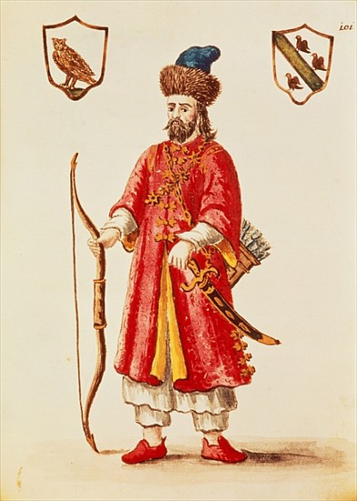 Marco Polo (1254-1324) dressed in Tartar costume van Jan van Grevenbroeck