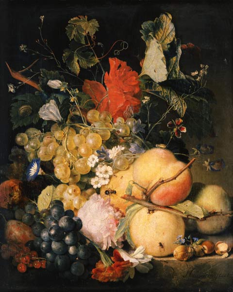 Vruchten, bloemen en insecten van Jan van Huysum