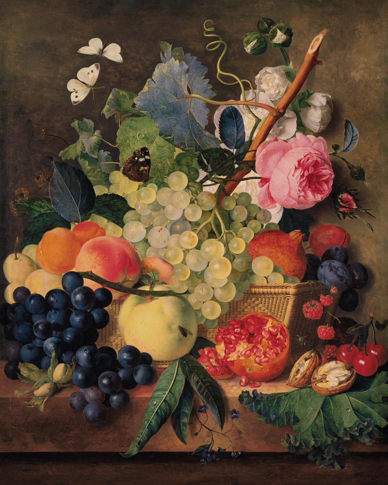 A Basket of Fruit van Jan van Huysum