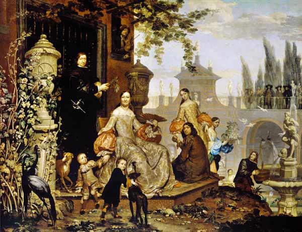Herrschaftliche Familie in einem Garten van Jan van Kessel d.Ä.