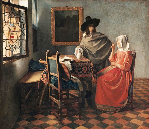 Het glas wijn  - Johannes Vermeer  van Johannes Vermeer 
