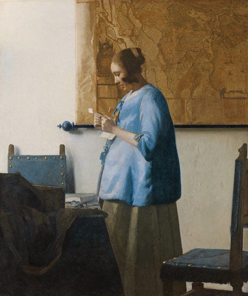 Het blauwe vrouwtje Johannes Vermeer  van Johannes Vermeer 