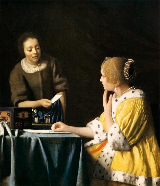 Maitresse en het dienstmeisje  van Johannes Vermeer 