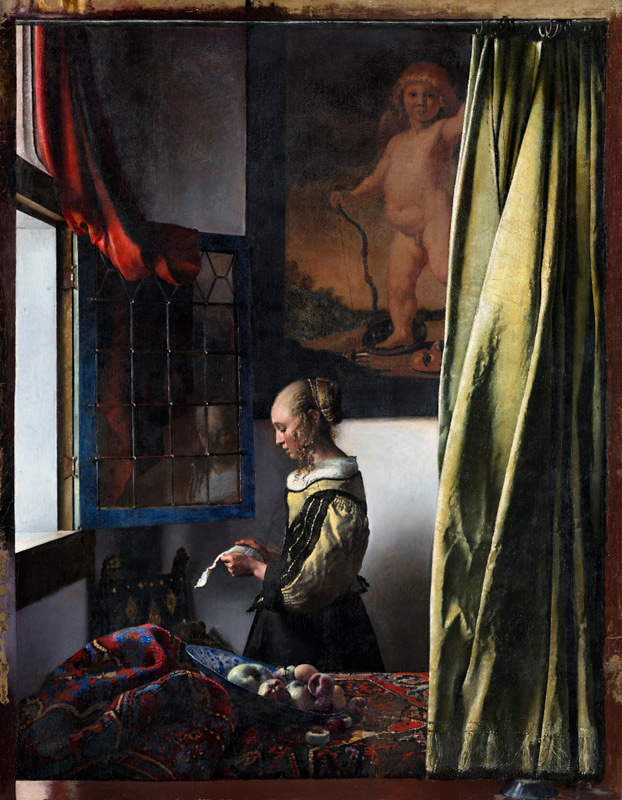 Brieflezend meisje bij het venster  (na de restauratie) van Johannes Vermeer 