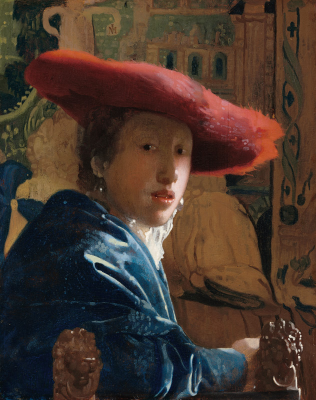Meisje met de rode hoed - Johannes Vermeer  van Johannes Vermeer 