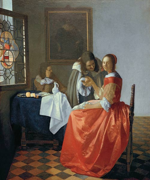 The Girl with the Wineglass van Johannes Vermeer 