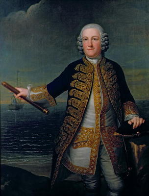 Admiral Lord Anson (oil on canvas) van Jan Wanderlaar