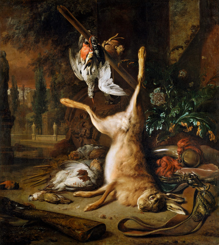 Still Life with Dead Rabbit and Birds van Jan Weenix