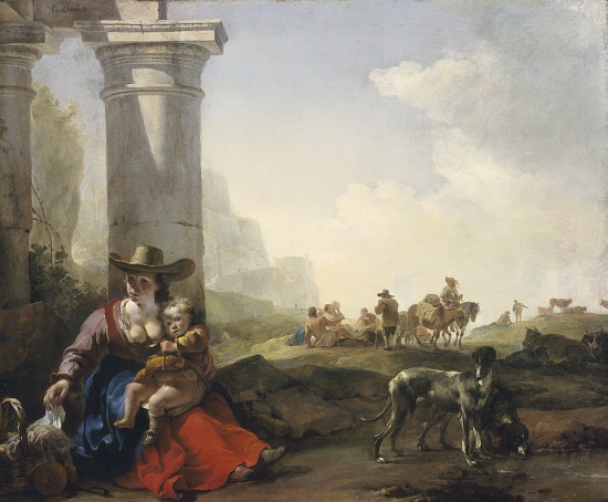 Italian Peasants among Ruins van Jan Weenix