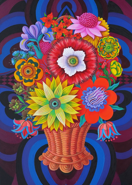 Blooms in a basket van Jane Tattersfield