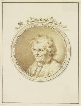 Bildnis eines alten Mannes nach links in einem Medaillon mit Schmuckband