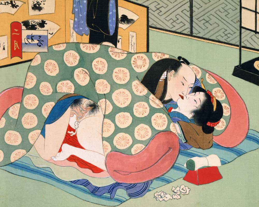 Couple Having Sex (w/c on silk) van Japanese School