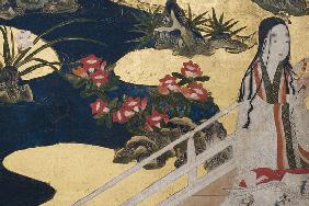 Detail of Spring in the Palace, six-fold screen from 'The Tale of Genji'