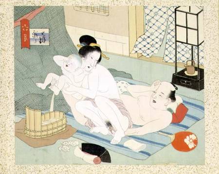 Intimate Domestic Scene (w/c on silk) van Japanese School