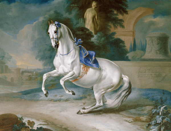 The White Stallion 'Leal' en levade van J.C. Hamilton