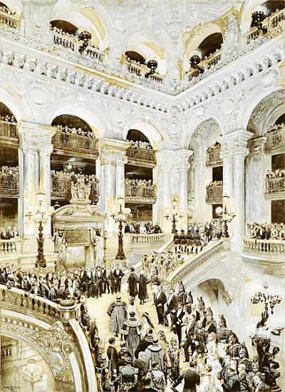 Inauguration of the Paris Opera House, 5th January 1875, 1878 (w/c & white on paper) van Jean-Baptiste Edouard Detaille