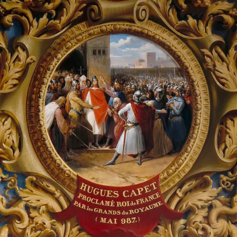 Hugh Capet proclaimed King by the nobles in May 987 van Jean Alaux