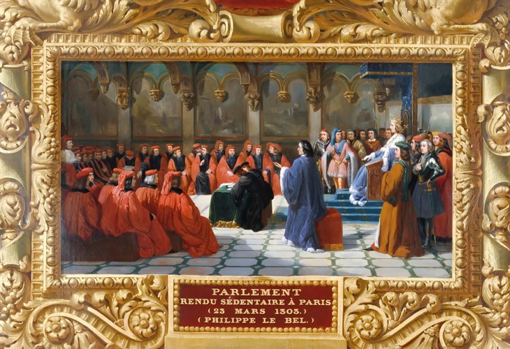 Philip IV the Fair establishes the Parliament in Paris in 1303 van Jean Alaux