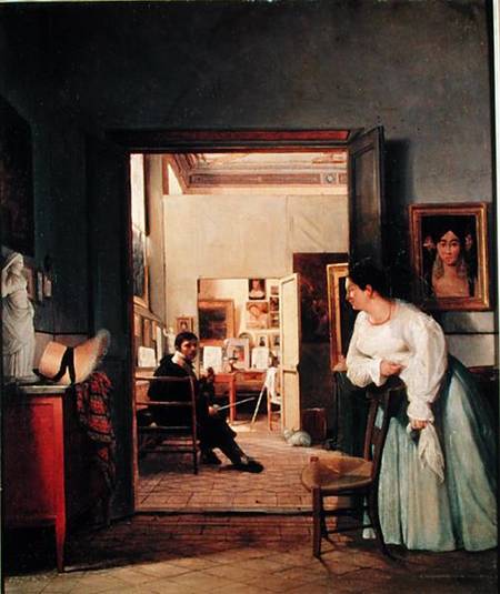 The Studio of Ingres in Rome van Jean Alaux