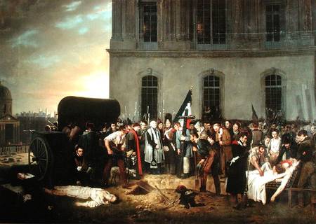 Burial of the Victims of the July Revolution in Front of the Colonnade of the Louvre van Jean Alphonse Roehn