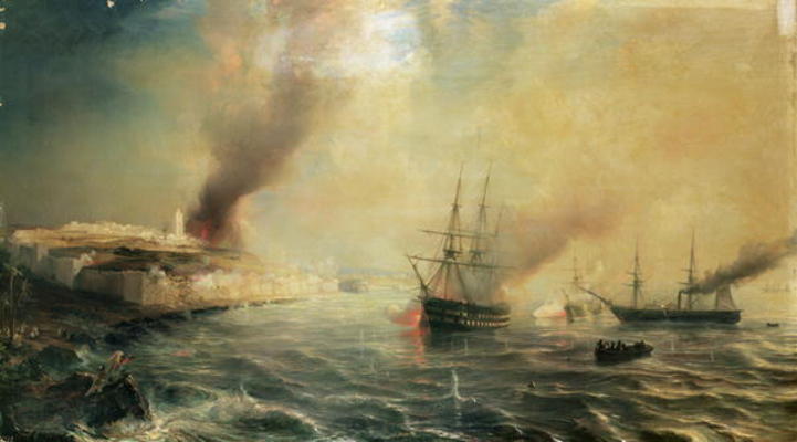 Bombardment of Sale, 26th November 1851, 1855 (oil on canvas) van Jean Antoine Theodore Gudin