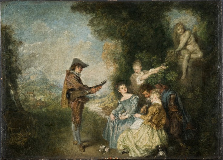 The Love Lesson van Jean Antoine Watteau