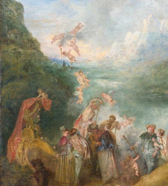 Pilgrimage to Cythera (Embarkation for Cythera) Detal: Putti van Jean Antoine Watteau