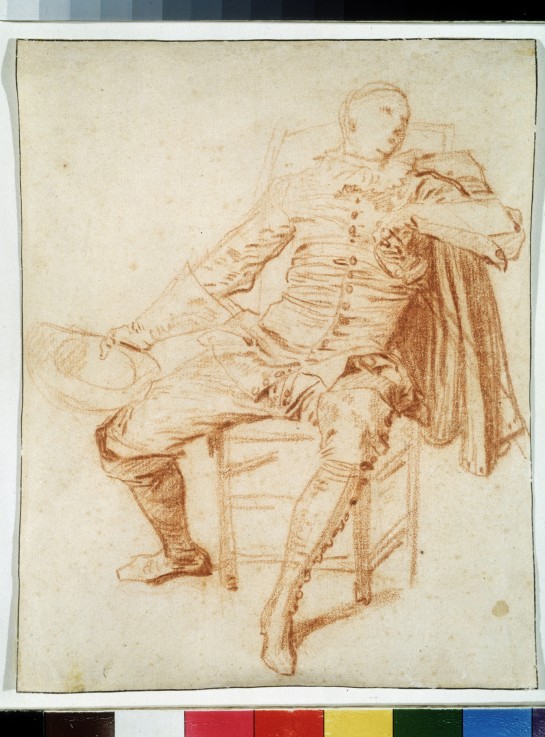 Actor of the Comédie italienne (Crispin) van Jean Antoine Watteau