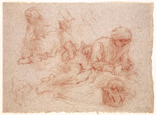 Study of a reclining man van Jean Antoine Watteau