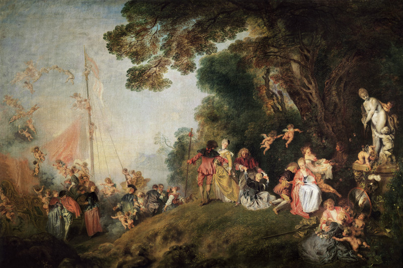 Inscheping voor Kythera van Jean-Antoine Watteau